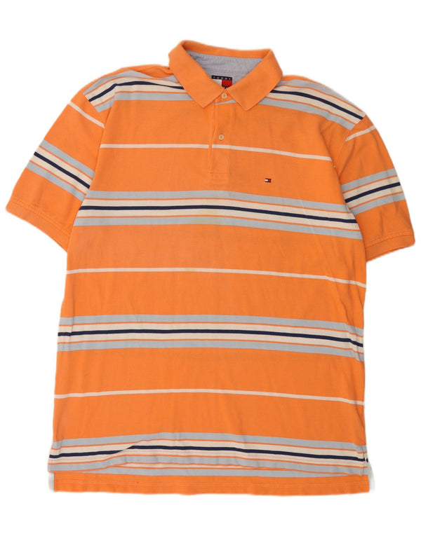 Tricou polo Tommy Hilfiger pentru bărbați XL, bumbac cu dungi portocalii