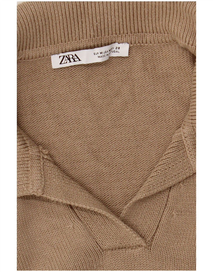Pulover cu gât polo pentru femei Zara UK 14 Bej mediu
