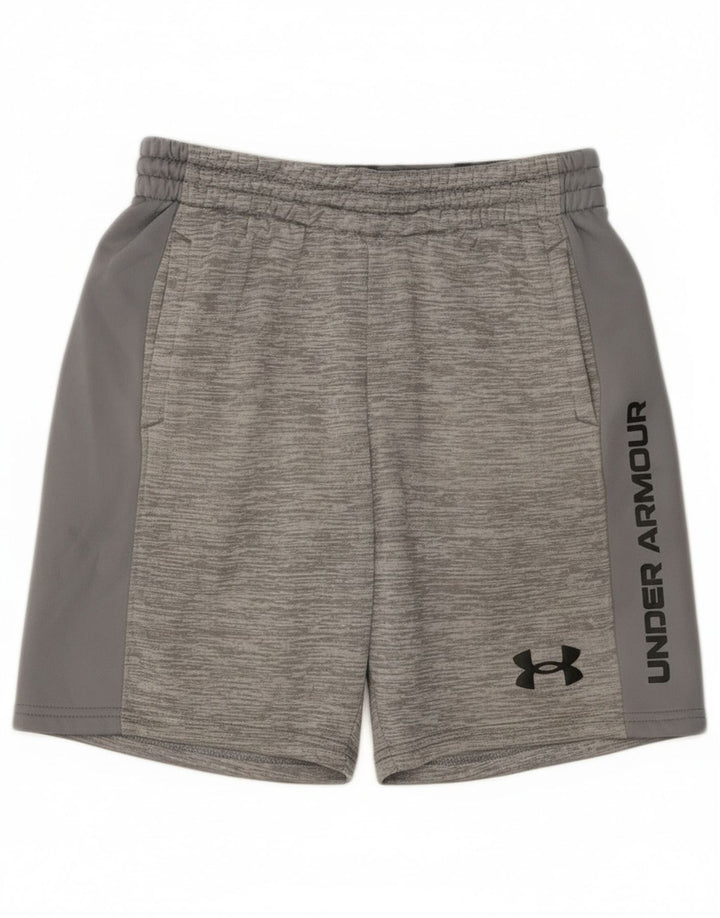 Pantaloni scurți sport grafic Under Armour pentru băieți, 9-10 ani, gri mediu pete