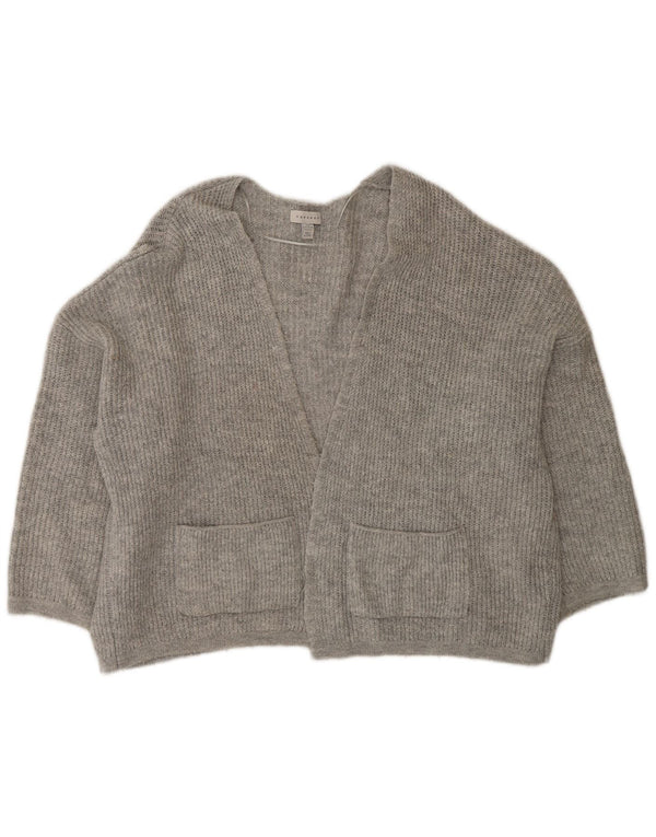 Topshop Pulover cardigan deschis supradimensionat pentru femei UK 14 Medium Gri Acrilic