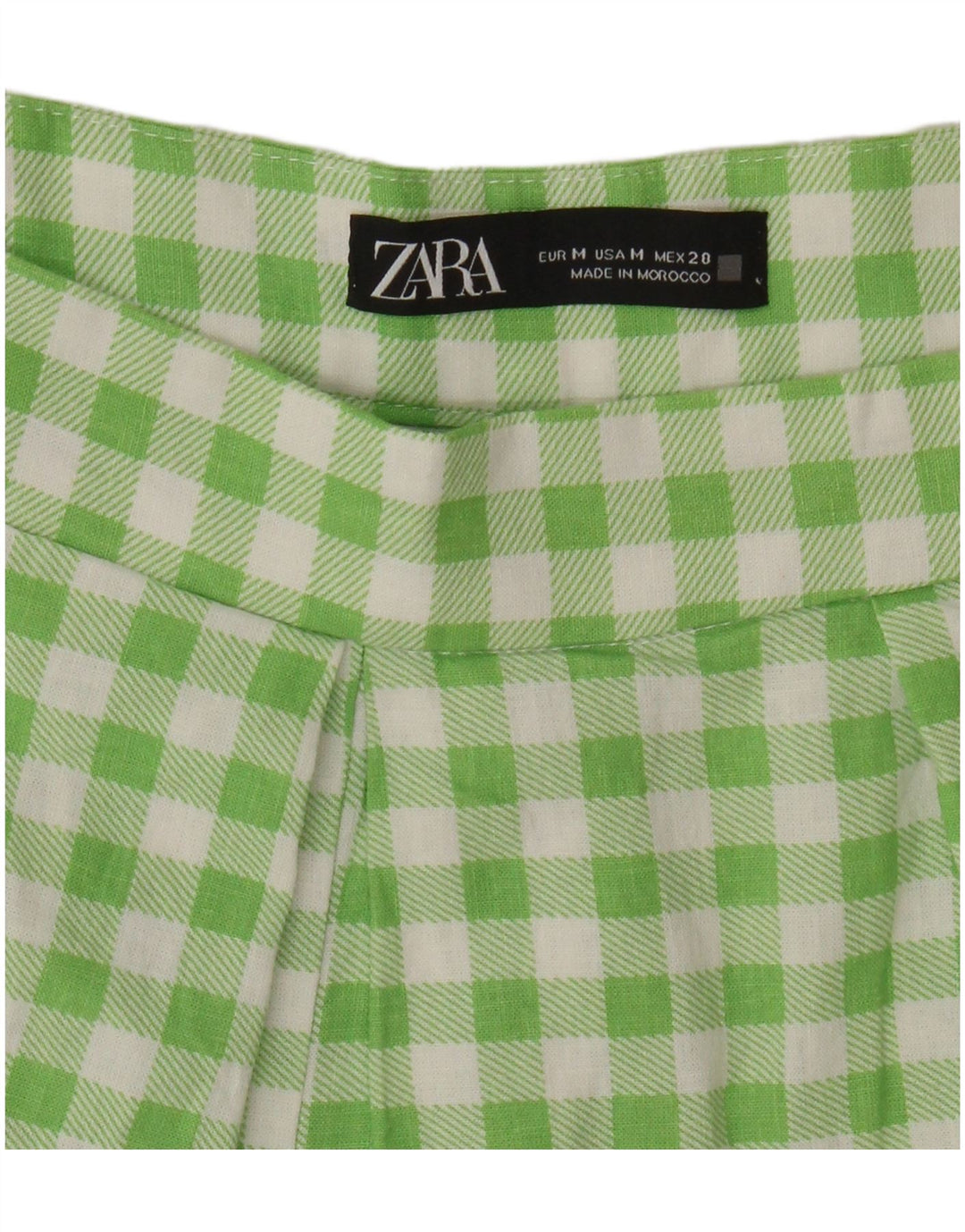 Pantaloni scurți casual pegged Zara pentru femei, medii W28, verde vichy