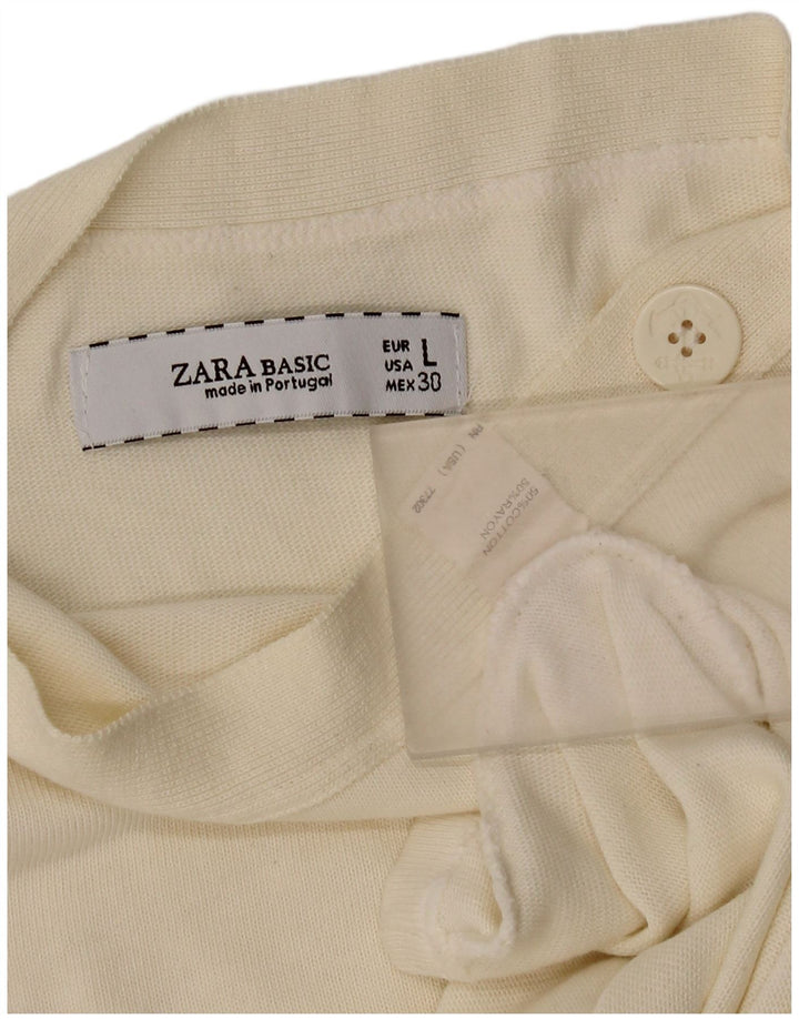 Top femeie Zara cu mâneci 3/4 UK 14 mare, alb, bumbac