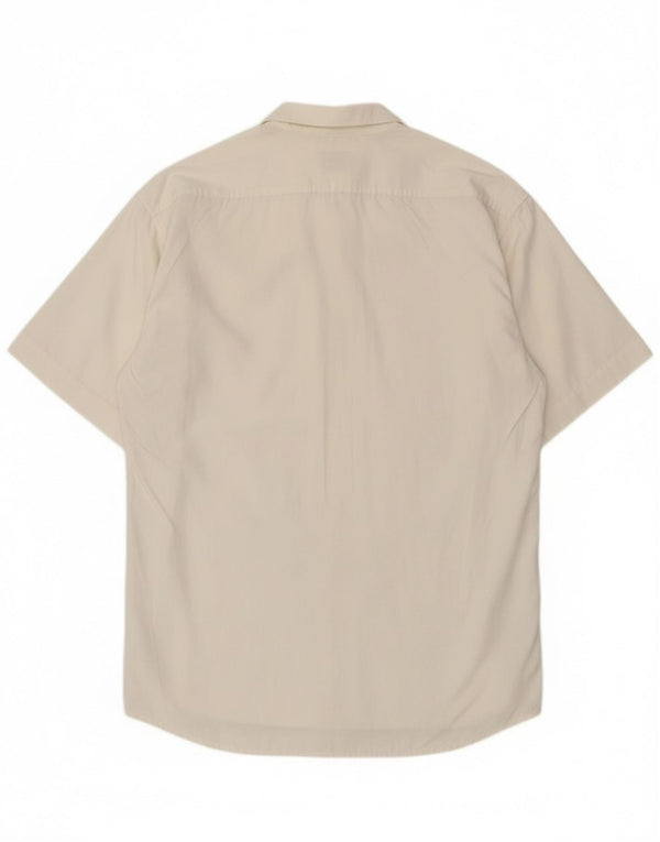 Stefanel Mens Short Sleeve Shirt Medium Off White Cotton