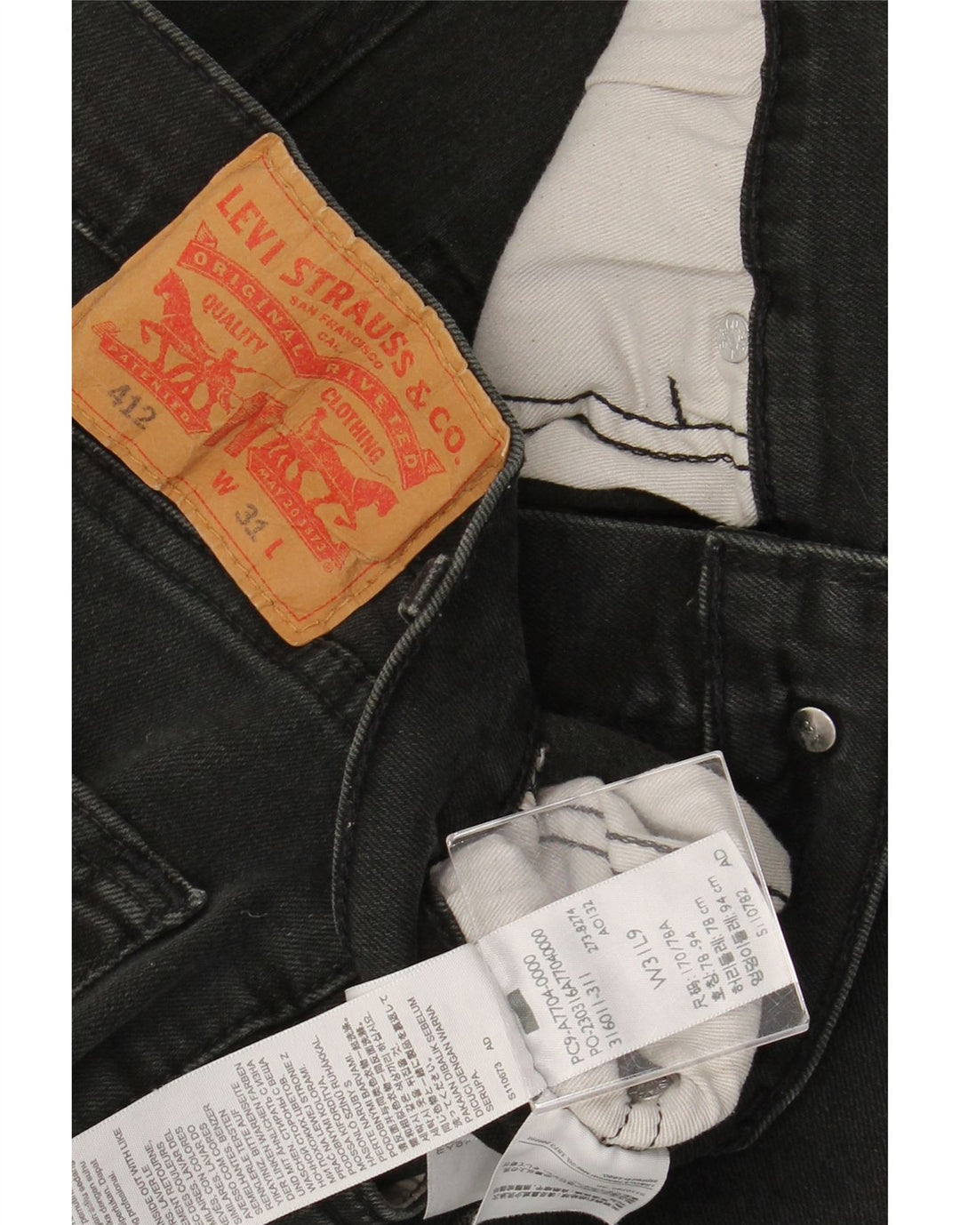 Pantaloni scurți din blugi pentru bărbați LEVI'S 412 W31 bumbac mediu negru