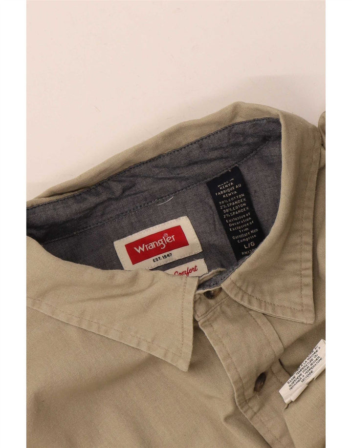 Cămașă Wrangler pentru bărbați, cu mânecă scurtă, în formă regulată, mare, kaki, bumbac