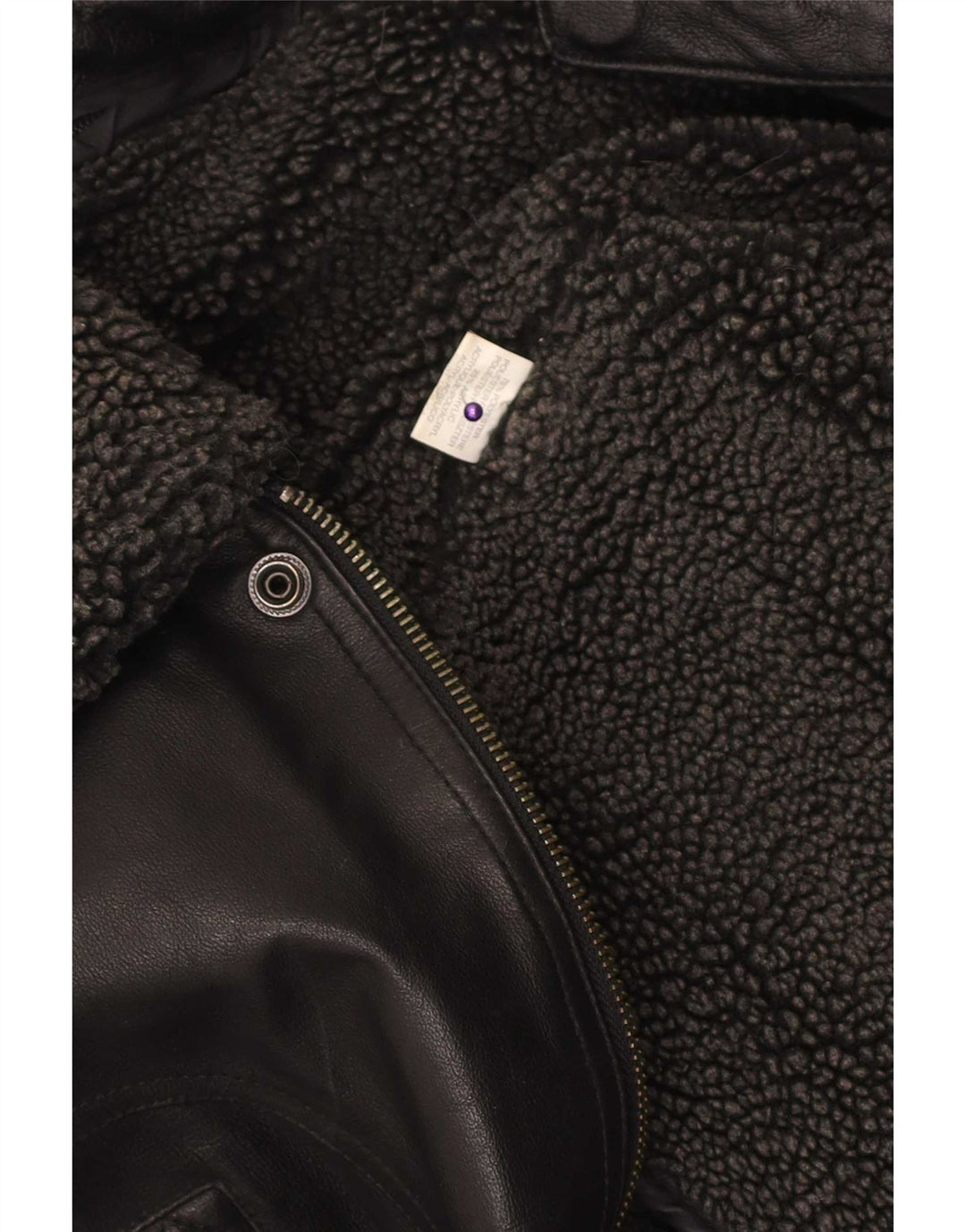Bomber vintage pentru bărbați din piele artificială, UK 40, mare, negru, poliester