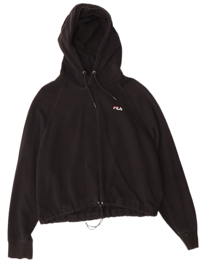 Pulover pentru damă FILA Crop Oversized Hoodie UK 16, mare, negru, bumbac