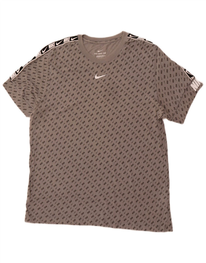 Tricou grafic NIKE pentru bărbați, cu croiala standard, XL, bumbac color bloc, gri