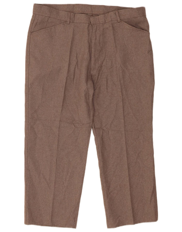 Farah Pantaloni Drepți Cropped Bărbați L40 L26 Maro Poliester