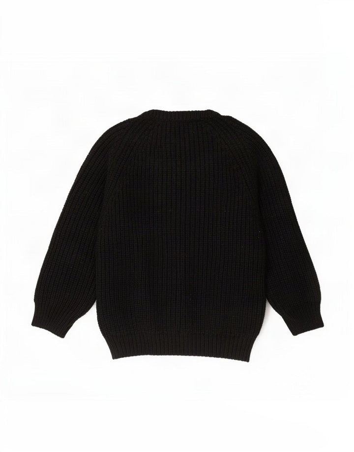 The Sweater Shop Pulover pentru bărbați cu gât de barcă, mediu negru, lână nouă