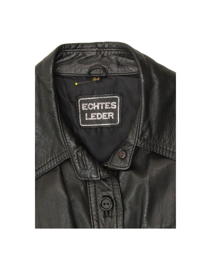 VINTAGE Womens Leather Jacket IT 44 Medium Black Leather