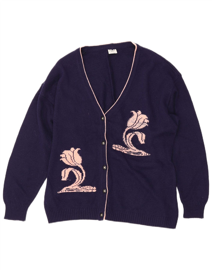 PIMET MAGLIERA Pulover cardigan grafic pentru femei UK 18 XL Bleumarin Floral