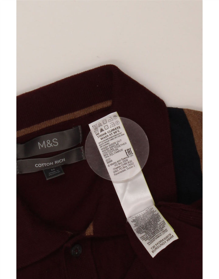 MARKS & SPENCER Pulover pentru bărbați cu decolteu polo Medium Burgundy Colorblock