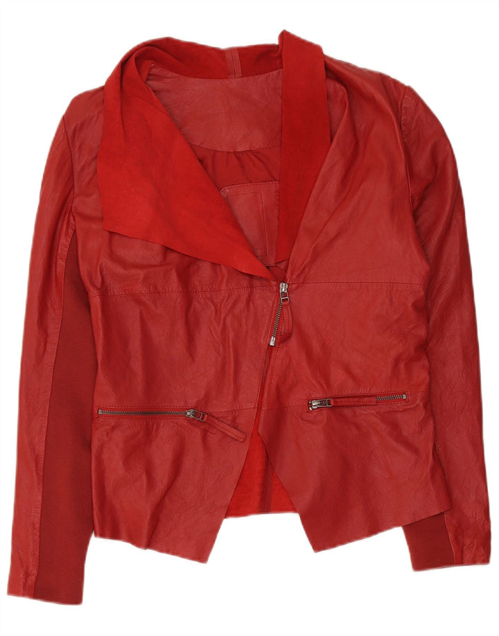 Jachetă Blazer din piele pentru femei Cigno Nero IT 42 Medium Red