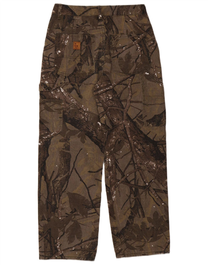 VINTAGE Pantaloni Cargo Drepți Bărbați Mediu L30 L27 Maro Floral