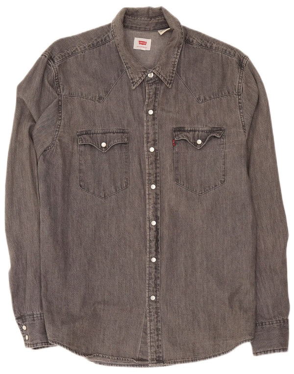 Cămașă de blugi pentru bărbați Levi's, bumbac gri mediu