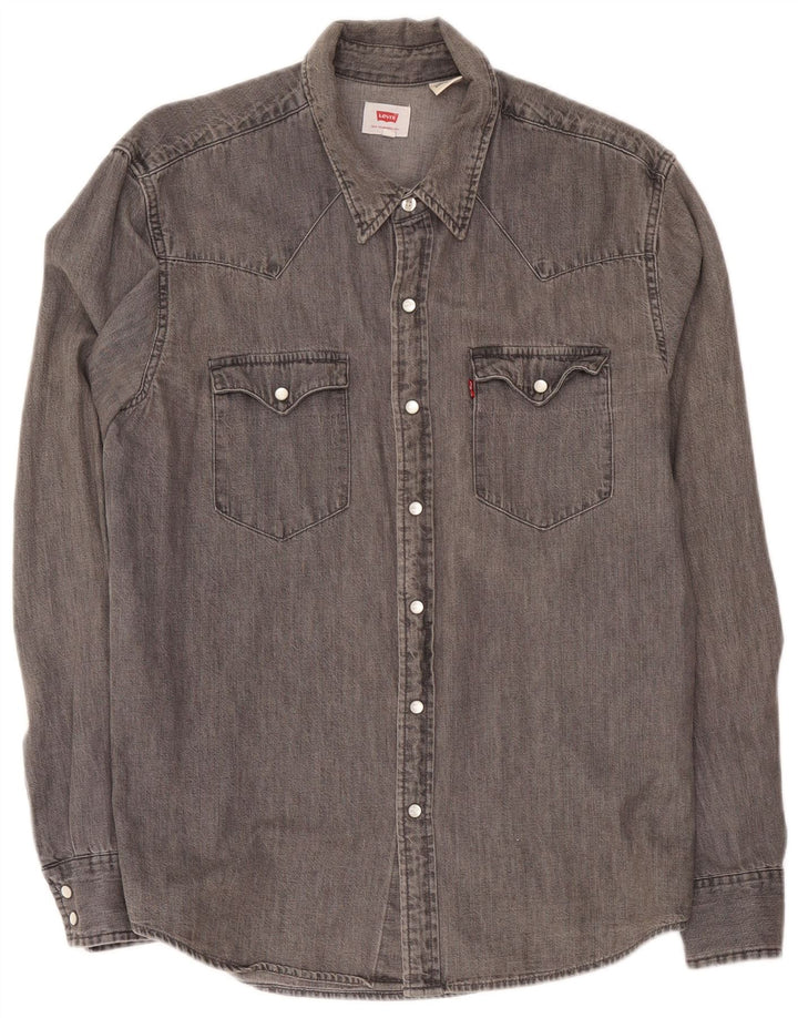 Cămașă de blugi pentru bărbați Levi's, bumbac gri mediu