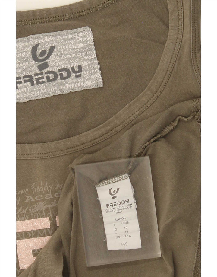 Top cu vestă cu grafică Freddy pentru femei IT 46/48 mare bumbac kaki