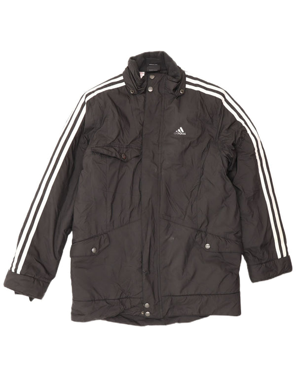 Jachetă de vânt cu grafică Adidas pentru băieți 13-14 ani, neagră, poliamidă