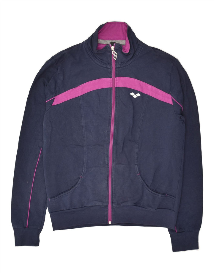 ARENA Womens Tracksuit Top Jacket UK 16 Large Navy Blue | Vintage Arena | Thrift | Second-Hand Arena | Used Clothing | Messina Hembry 