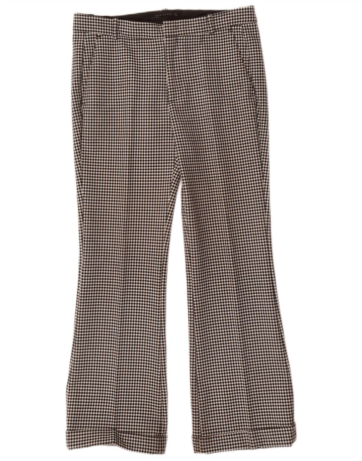 Pantaloni chino Bootcut pentru femei Zara Mediu L28 L29 Poliester vichy negru
