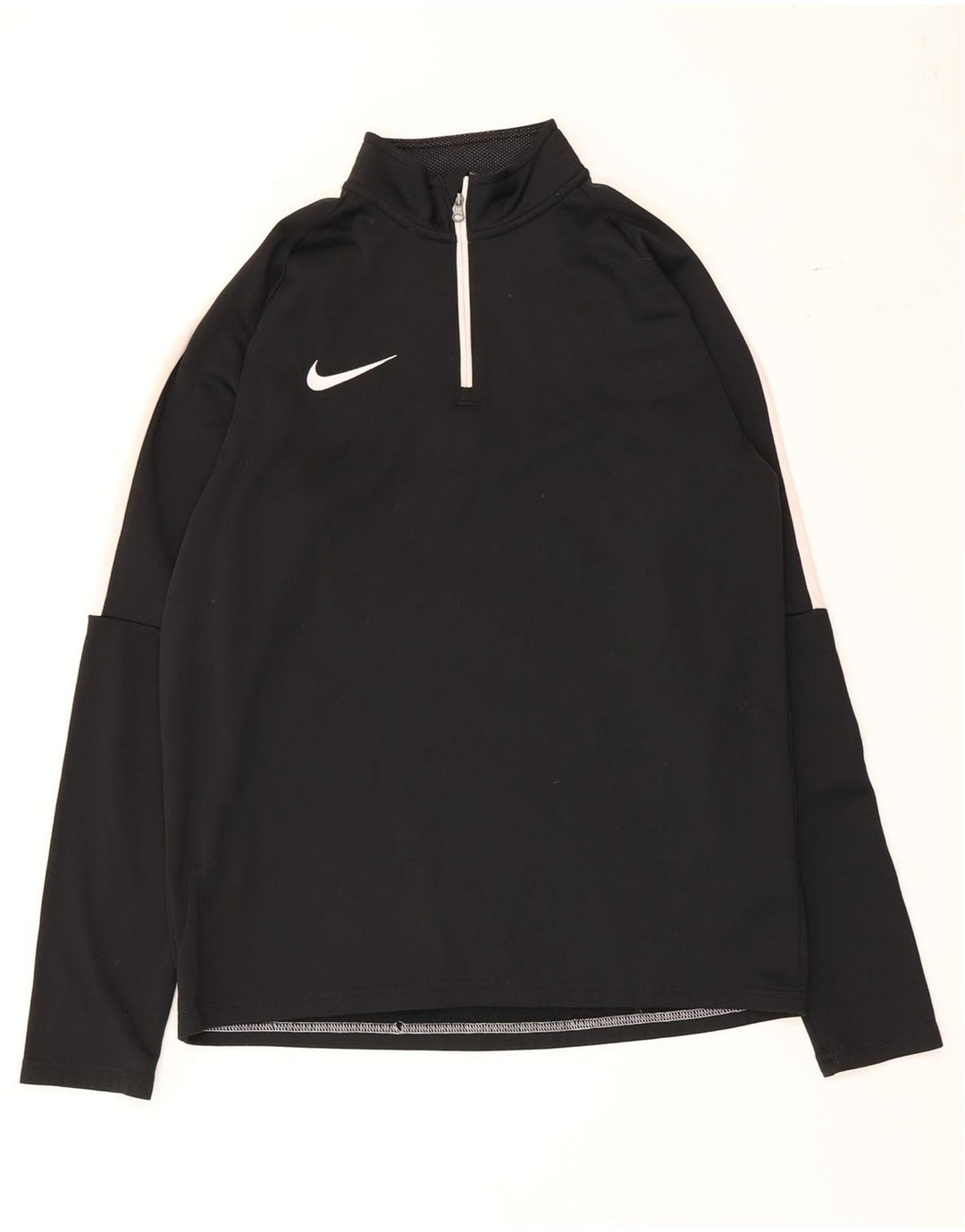 Top de trening pentru bărbați Dri Fit, cu fermoar și gât, negru, colorblock