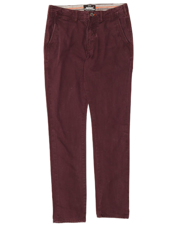 Pantaloni chino slim pentru bărbați Superdry L30 L32 bumbac burgundy