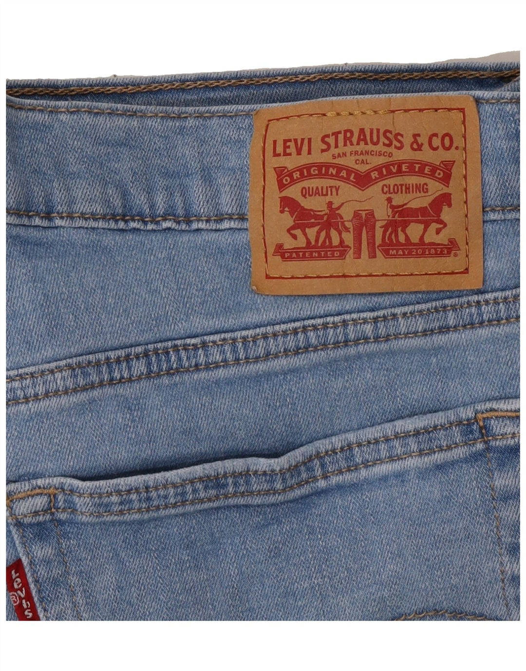 LEVI'S Womens High Rise Denim Shorts W33 Medium Blue Cotton Vintage Levi's and Second-Hand Levi's from Messina Hembry 