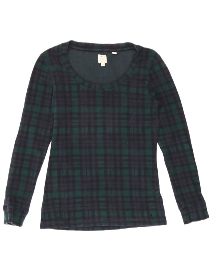 Top pentru femei Jack Wills cu mânecă lungă UK 12, bumbac cu carouri verde mediu