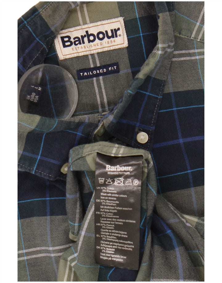 Cămașă pentru bărbați Barbour Tailored Fit, bumbac cu carouri verzi mari