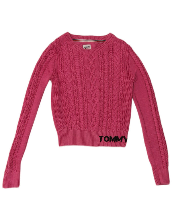 Pulover de damă Tommy Hilfiger cu decolteu cu barcă, mic, roz