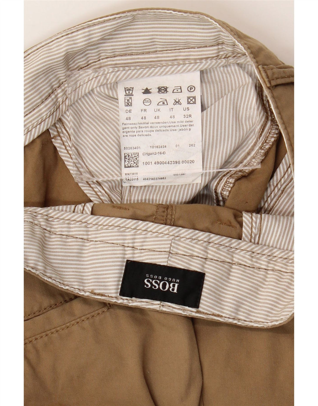 Pantaloni chino drepți pentru bărbați HUGO BOSS EU 48 Mediu L38 L33 Bej Bumbac