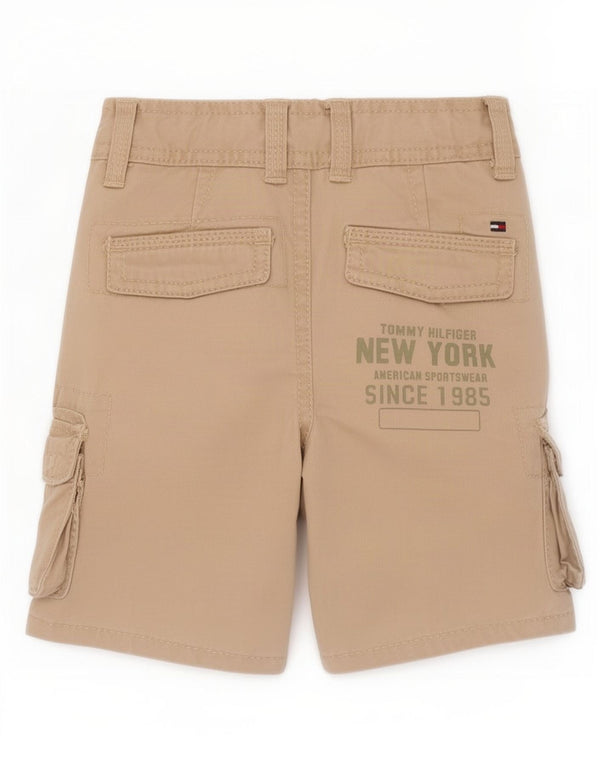 Pantaloni scurti cargo grafic Tommy Hilfiger pentru bebelusi 3-6 luni W18 bumbac bej