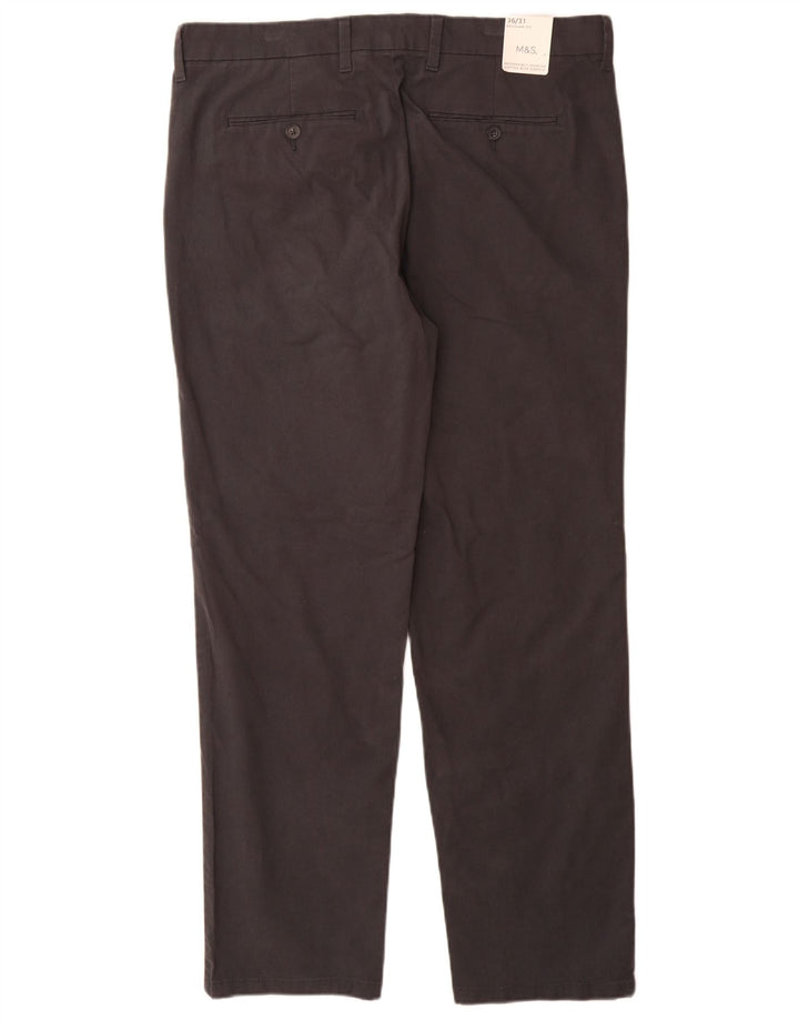 Pantaloni chino pentru bărbați Marks & Spencer, cu ajustare normală, L36 L31, bumbac gri