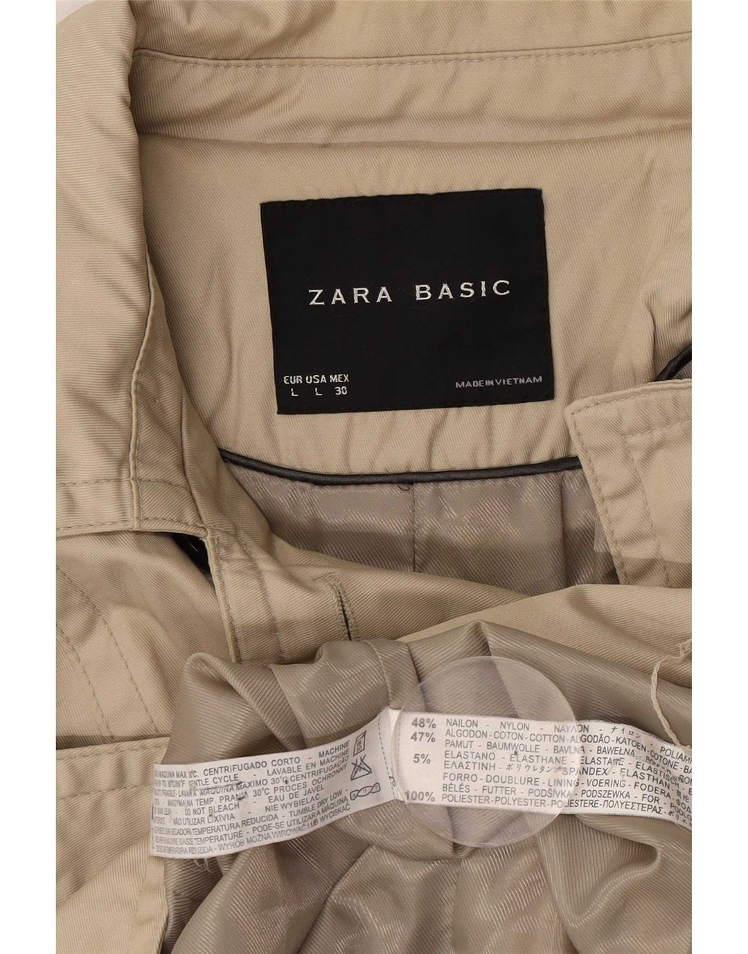 Trenci pentru femei Zara UK 16 mare, bej, nailon