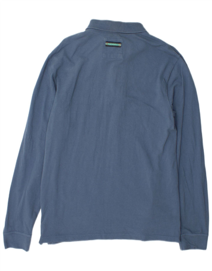 Tricou polo cu mânecă lungă pentru bărbați Fat Face, bumbac albastru mediu