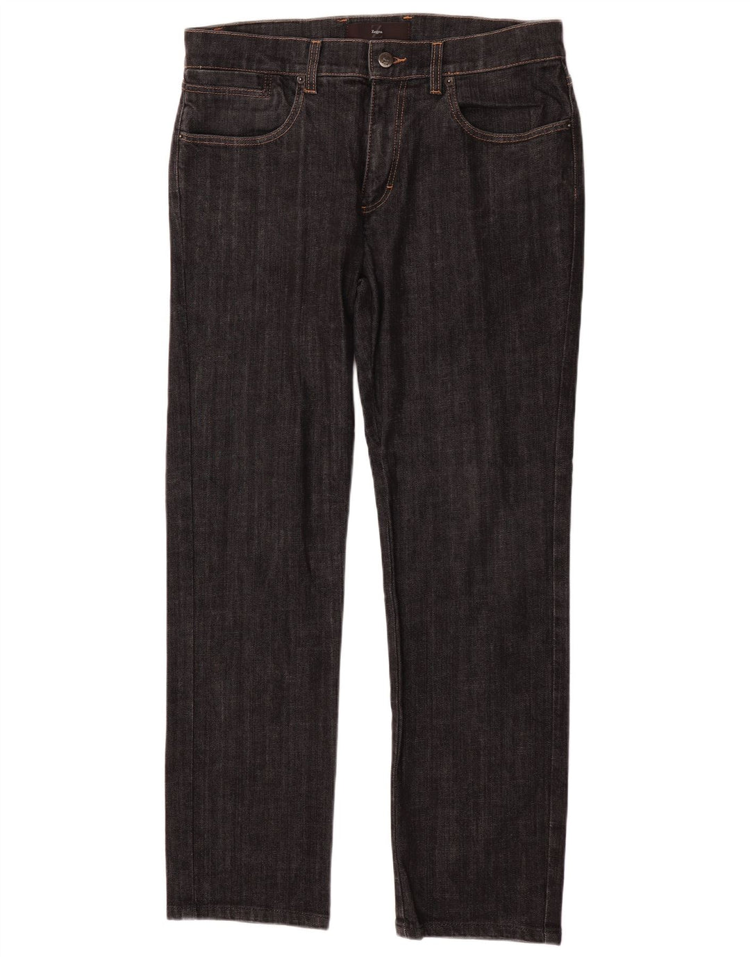 Blugi drepți Zegna pentru bărbați cu talie obișnuită, cu talie clasică, W33 L30, gri, clasici