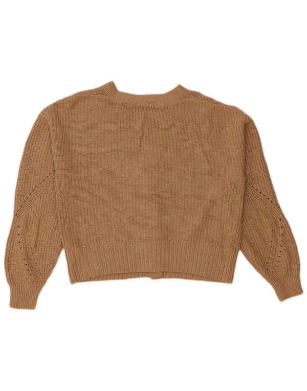 Pulover pentru femei Marks & Spencer Crop Cardigan UK 14, bumbac maro mediu