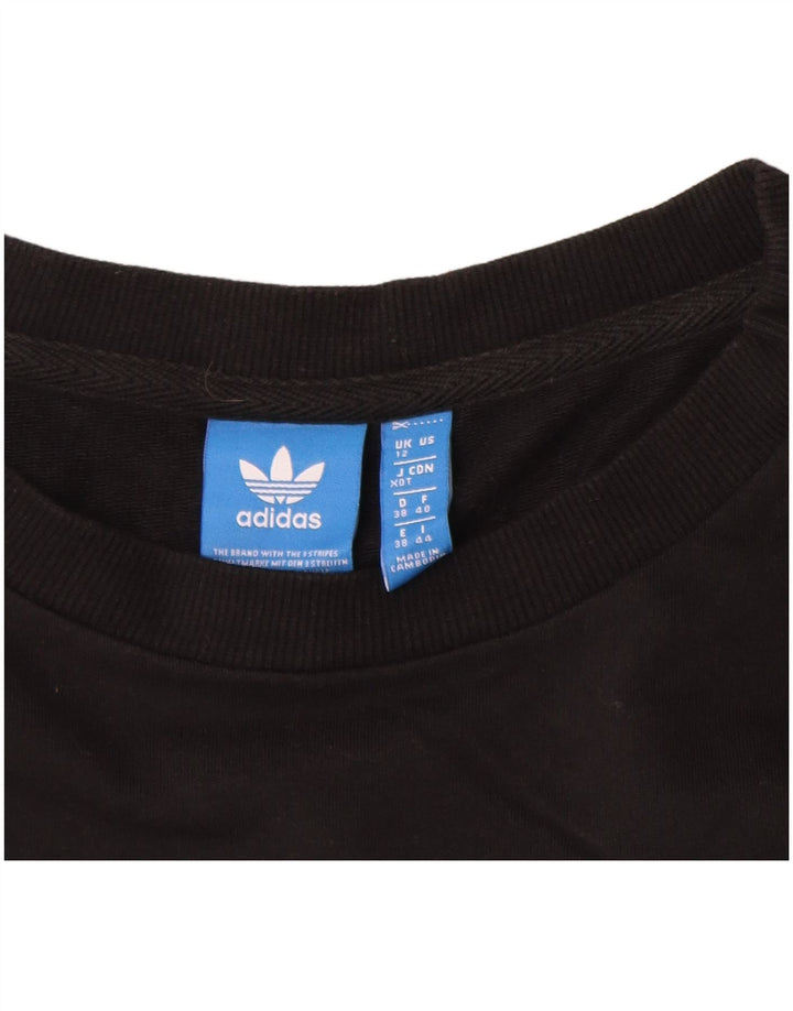 ADIDAS Pulover cu grafic pentru femei UK 12 Bumbac mediu negru