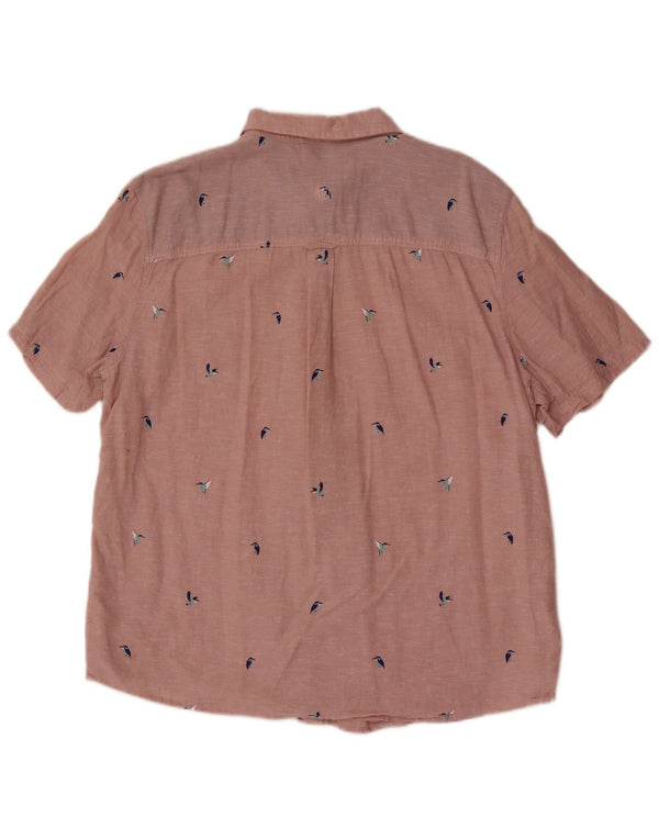 Cămașă cu mânecă scurtă pentru bărbați Fat Face Regular Fit XL Pink Linen Bird