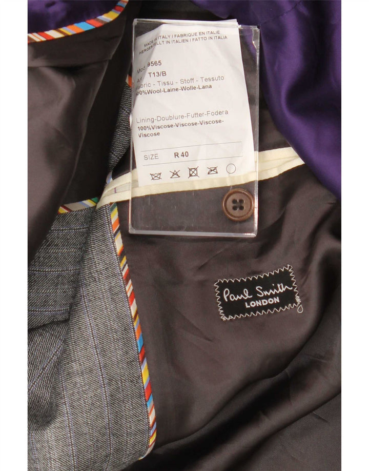 Sacou Paul Smith pentru bărbați, cu 2 nasturi, UK 40, lână mare, gri cu dungi