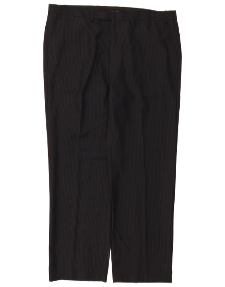 Marks & Spencer Pantaloni de costum drept bărbați L40 L31 bleumarin cu dungi