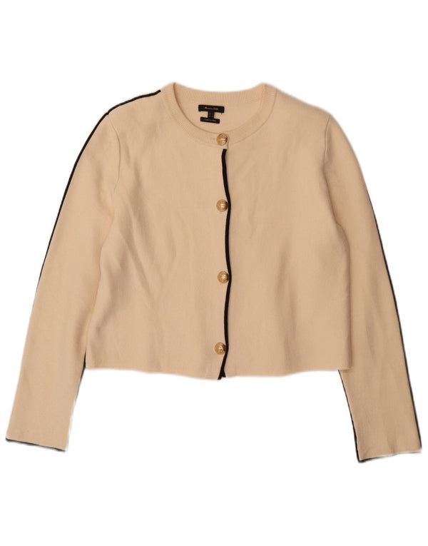 Massimo Dutti Pulover Crop Cardigan pentru Femei UK 10 Mic Bej Viscoza