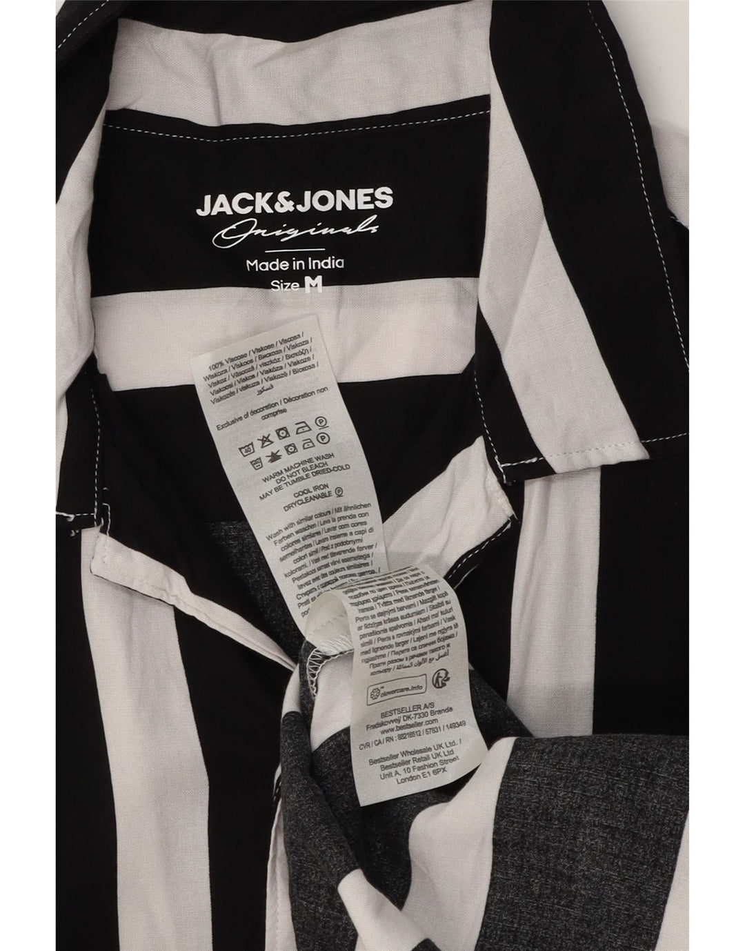 Cămașă cu mânecă scurtă Jack & Jones pentru bărbați, viscoză cu dungi negre medii
