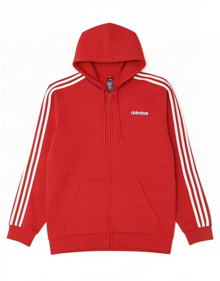 Pulover Adidas pentru bărbați, cu fermoar, bumbac roșu mediu