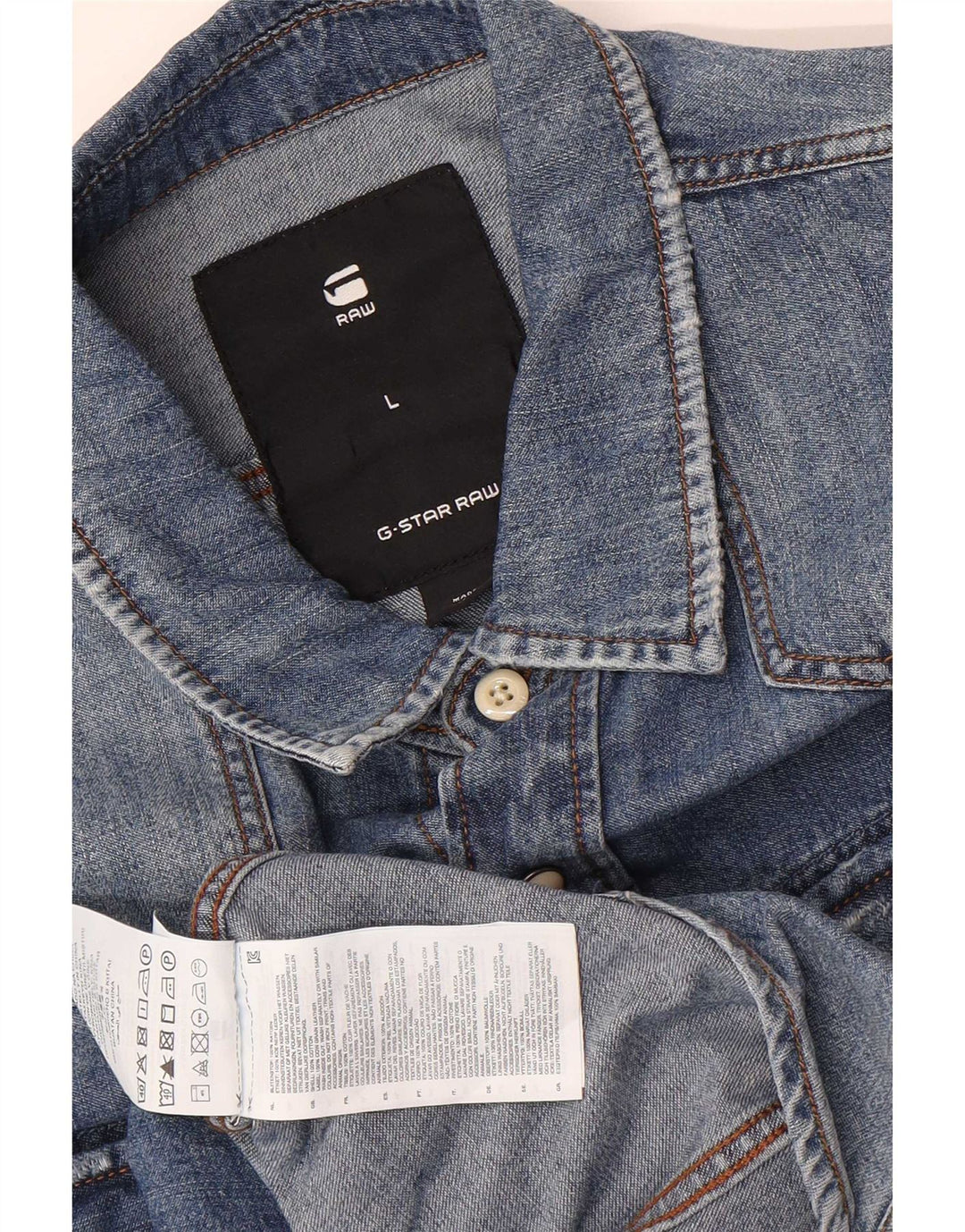 Cămașă G-Star pentru bărbați din denim învechit, mare, albastru, bumbac