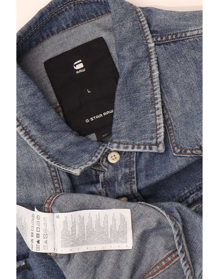 Cămașă G-Star pentru bărbați din denim învechit, mare, albastru, bumbac