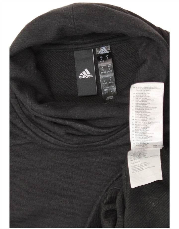 Pulover de hanorac grafic Adidas pentru femei UK 8/10 Bumbac negru mic