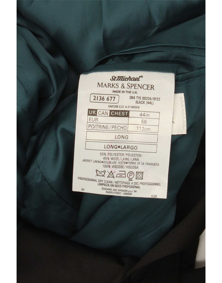 Jachetă pentru bărbați Marks & Spencer, lungă cu 2 nasturi, UK 44 XL, poliester negru