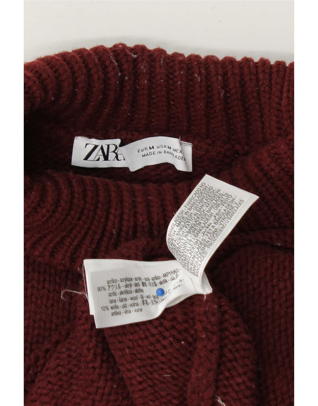 Pulover pentru femeie cu gât țestoasă supradimensionat Zara UK 14 Burgundy mediu